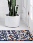 Rugs.com Morocco Collection Rug – 10 Ft Runner Navy Blue High-Pile Rug Perfect for Hallways, Entryways