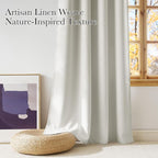 NICETOWN Short Faux Linen Natural Blackout Curtains 63 inches Long for Kitchen - Privacy Panels for Living Room Bedroom, Modern Farmhouse Style Easy Care Grommet Top, 2 Panels, W42 by L63