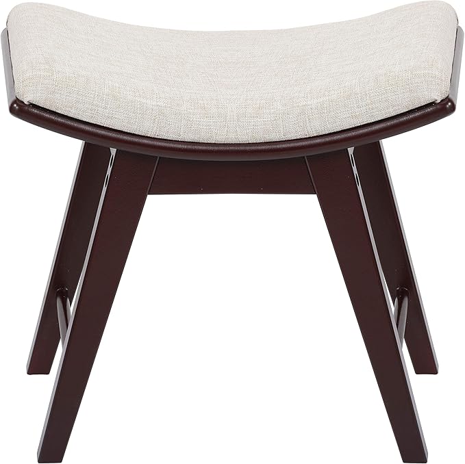 URFORESTIC Oak Wood Vanity Stool, Modern Makeup Dressing Stool with Concave Seat Surface,Capacity 300lb, Easy Assembly (Brown)