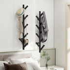 Vlush Wall Mounted Metal Coat Rack with 9 Hooks Modern Minimalist & Upright Coat Rack for Hanging Clothes, Hats, Hanging Bags and Scarves Entrance Wall Iron Coat Racks (Black)
