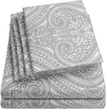 Cal King Size Bed Sheets - 6 Piece 1500 Supreme Collection Fine Brushed Microfiber Deep Pocket California King Sheet Set Bedding - 2 Extra Pillow Cases, Great Value, California King, Paisley Gray