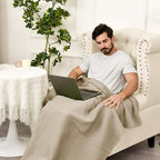 PHF 100% Cotton Waffle Weave Throw Blanket，Pre-Washed Snag Proof Lightweight Breathable Moisture-Wicking for Layering in Cold Weather for Couch Bed,Machine Washable,Home Decor Gift-Khaki/Simply Taupe