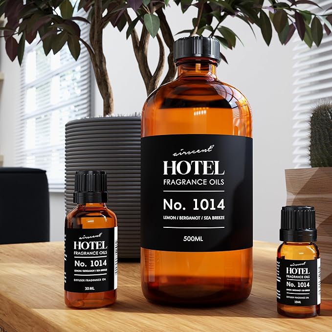 AirScent Hotel Diffuser Oil No. 1014 Inspired by The Iconic 5-Star Hotel Coastal Blend - Lemon, Bergamot & Sea Breeze - 120 mL Fragrance Oil for Ultrasonic and Waterless Diffusers and Crafting