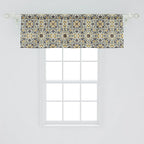 Ambesonne Turkish Pattern Window Valance, Flowers in and Traditional Style, Curtain Valance for Kitchen Bedroom Decor with Rod Pocket, 54" X 18", Earth Yellow Slate Blue