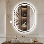 Oval LED Bathroom Mirror with Light 40" x 30", Oval Lighted Mirror for Bathroom,Pill-Shaped Frameless Oval Bathroom Mirror with Light,3 Color,Dimmable,Anti-Fog(Horizontal/Vertical)