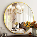HARRITPURE 24 Inch Round Mirror, Gold Circle Bathroom Mirror, Modern Aluminum Alloy Frame Wall Mounted Vanity Mirror for Living Room, Bedroom, Entryway