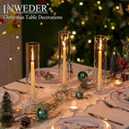 Glass Hurricane Candle Holder: 12" Tall Candlestick Holder Bulk with Cylinder Windproof Cover Set of 10 Clear Taper Candle Holders for Wedding Party Birthday Christmas Decor
