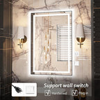 36"x 24" LED Bathroom Mirror with Black Frame, Bathroom Mirror with Lights Front and Backlit, Lighted Mirror Stepless Dimmable, Anti-Fog, Memory, LED Vanity Mirror with Lights 3 Colors