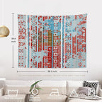 Batmerry Blue Grey Boho Garbage Tapestry, Red Wall Art Hanging Decoration Polyester Fiber White Ruffled Around for Dorm Room Bedroom Living Room, 39.1x59.1 inches