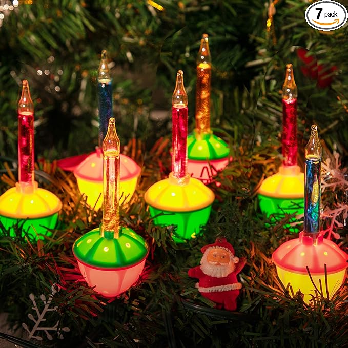 Multicolor Christmas Bubble Lights with 7 Clear Bulbs, UL Listed for Holiday Christmas Celebrations Lighting, Green Wire