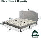 ZINUS Kellen Upholstered Scalloped Platform Bed Frame, Mattress Foundation, Wood Slat Support, No Box Spring Needed, Easy Assembly, King