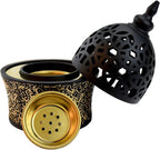 Intense Oud Calligraphy Style Closed Resin Incense Burner – 8 Inches, Black Metal Tray, Arabian Bakhoor Burner for Yoga, Aromatherapy, Home, Office & Bedroom Decor