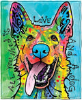 Dawhud Direct Dean Russo - Colorful German Shepherd Fleece Blanket, Queen Size -Super Soft Plush Blanket for Adults and Kids, Machine Washable - Ideal for Dog Lovers and as a Gift - 75 x 90 in