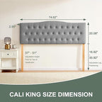 Tufted Upholstered Headboard California King Size, Sturdy and Durable Solid Wood Bed headboard, Fabric Headboard Adjustable Height from 37” to 51”, Button Diamond Design Head Board, Grey