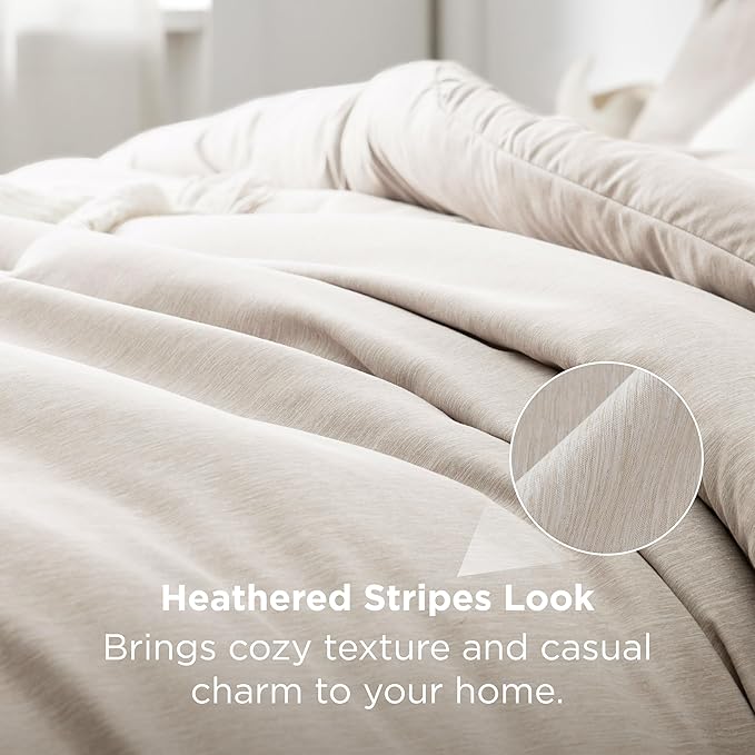 Bedsure Full Comforter Set - Beige Soft Bedding for All Seasons, Cationic Dyed Bed Set, 3 Pieces, 1 Full Size Comforter (82"x86") and 2 Pillow Shams (20"x26"+2")