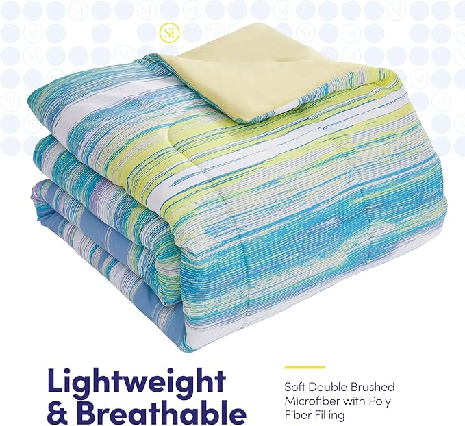Sweet Home Collection 7 Piece Comforter Set Bag Solid Color All Season Soft Down Alternative Blanket & Luxurious Microfiber Bed Sheets, Sorento, Queen