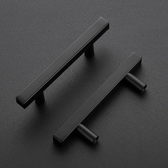 Ravinte 10 Pack Matte Black Cabinet Pulls Slim Kitchen Cabinet Handles 5 inch Hole Center Drawer Pulls Kitchen Drawer Handles Square Hardware