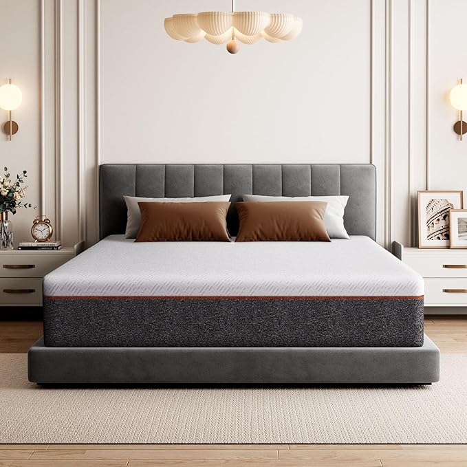 Marsail 8 Inch Queen Size Mattress, Cooling Gel Memory Foam, Fiberglass Free Breathable Cooling Bed Queen Mattress, Medium-Firm in A Box