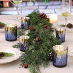 Volens 12pcs Assorted Navy Votive Candle Holders, Large Speckles Mercury Glass Votive & Tealight Candle Holder Bulk for Wedding Table Centerpiece, Navy and Gold Themed Party Decorations and Home Decor