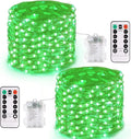 JMEXSUSS 2 Pack Green Fairy Lights Battery Operated, Total 400 LED 132ft Twinkle String Lights with Remote, 8 Modes Christmas Lights for Tree Fireplace Bedroom Indoor Outdoor Halloween Xmas Decor