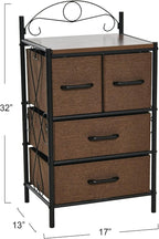 Household Essentials Victorian Style 4-Drawer Storage Organizer Unit, Black and Brown