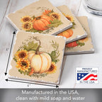 Thirstystone Harvest Field 4 Pack Assorted Tumbled Tile Stone Coasters with Protective Cork Backing 4" Square Manufactured in The USA