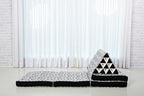 Leewadee Comfortable Japanese Floor Mattress - Thai Floor Bed with Triangle Cushion - Futon Mattress - XL Extra Long Thai Massage Mat, 89 x 20 inches, Black White, Kapok Filling