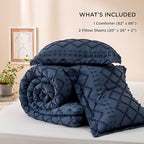 Bedsure Full Comforter Set - Navy Blue Comforter, Boho Tufted Shabby Chic Bedding for Kids, 3 Pieces Vintage Farmhouse Bed Set for All Seasons, Fluffy Soft Bedding with 2 Pillow Shams