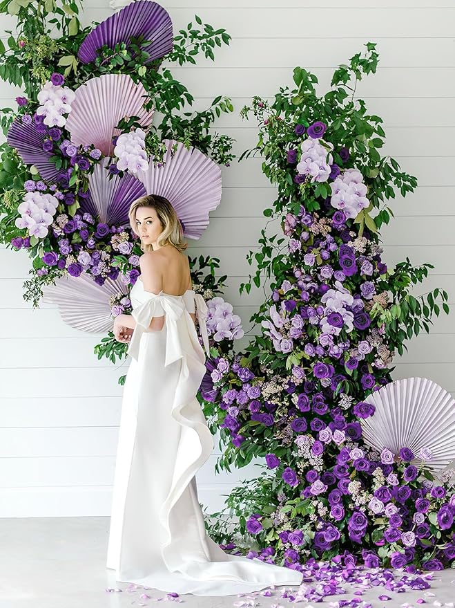 MACTING 60PCS Artificial Rose Flowers Real Touch Foam Flowers with Stem Fake Purple Roses for DIY Wedding Bouquet Table Centerpieces Party Holiday Home Indoor Outdoor Spring Mothers Day Decorations