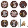 JamJam Set of 8 1.8" Wooden Unique Cabinet Knobs Pig Tiger with Flower Safari Animal Nursery Dresser Drawer Furniture Handle Knobs and Pulls