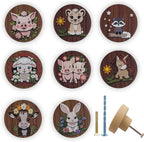 JamJam Set of 8 1.8" Wooden Unique Cabinet Knobs Pig Tiger with Flower Safari Animal Nursery Dresser Drawer Furniture Handle Knobs and Pulls