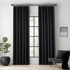 KangBang Extra Wide Pinch Pleated Blackout Curtains 84 Inch Length 2 Panels Set, Thermal Insulated Linen Curtains for Sliding Door Living Room, Modern Pleat Draperies with Hooks,60x84, Black