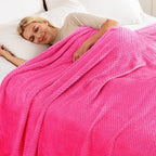 Exclusivo Mezcla Fleece Bed Blanket Twin Size, Super Soft and Warm Blankets for Couch, Sofa and Bed Waffle Textured, Cozy, Fuzzy and Lightweight (Hot Pink, 90x66 Inches)
