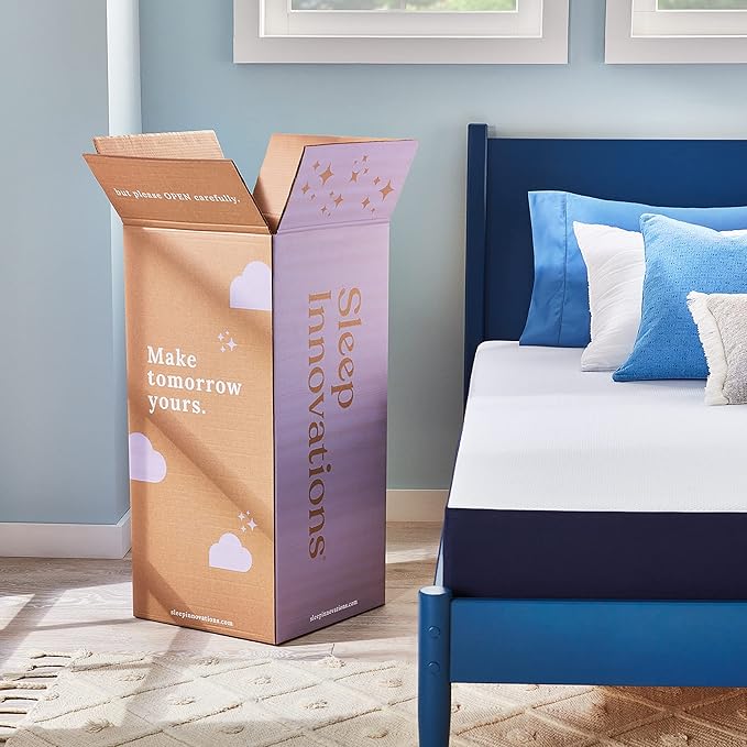 Sleep Innovations Marley 10 Inch Cooling Gel Memory Foam Mattress, Full Size, Bed in a Box, Medium Firm Support