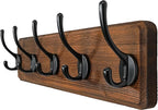WEBI Coat Rack Wall Mount,Coat Hooks Wall Mounted,16" Hole to Hole,Coat Hanger Wall,Hook Rack Rail,5 Hooks for Hanging Jacket,Clothes,Hats,Rustic Brown