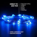 2 Sets 20 LEDs Blue Color String Lights Silver Wire Indoor and Outdoor 6.5 Feet Firefly Starry Fairy Lights Battery Powered for DIY, Christmas, Holidays, Party, Bedroom and Centerpieces