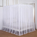 Akiky Princess Canopy Bed Curtains Set with Star Light Sheer Curtain for King Size Bed,8 Panels Canopies (King, White)