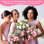 Hoteam 24 Bundles Artificial Peonies Flowers Wedding Faux Flowers Silk Peony Bouquet Bulk Bride Fake Florals Arrangements for Table Centerpieces Wedding Party Vase Decor (Light Pink, White)