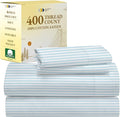 California Design Den Full Size Bed Sheets Set - 400 Thread Count Sateen, Natural 100% Cotton Sheets, Deep Pocket Cooling and Durable Bedding Set - Cape Stripe