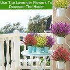 20 Bundles Artificial Lavender Flowers for Outdoors Summer Decor, UV Resistant Fake Flowers Plastic Faux Plants Wedding Kitchen Office Table Centerpieces Home Porch Yards Cemetery Decor(Mix Colors)
