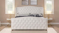 Jennifer Taylor Home Marcella Upholstered Shelter Headboard Bed Set, King, Bright White Polyester