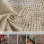 PHF 100% Cotton Waffle Weave Throw Blanket，Pre-Washed Snag Proof Lightweight Breathable Moisture-Wicking for Layering in Cold Weather for Couch Bed,Machine Washable,Home Decor Gift-Khaki/Simply Taupe
