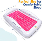 Sleepah Inflatable Toddler Travel Bed Portable Kids Air Mattress Set w Safety Rail Guards for Kids & Toddlers – Includes Pump, Carry Case, Pillow & More - Perfect Transitional Cot Coral