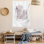 Lunarable Cartoon Tapestry, Shoes with Floral Pattern Teenage Girls Sneakers Flowers Birds Retro Urban, Wall Hanging for Bedroom Living Room Dorm Decor, 60" X 80", Rose White