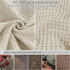 PHF 100% Cotton Waffle Weave Throw Blanket，Pre-Washed Snag Proof Lightweight Breathable Moisture-Wicking for Layering in Cold Weather for Couch Bed,Machine Washable,Home Decor Gift-Linen