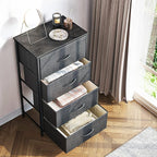 ODK Dresser for Bedroom with 4 Storage Drawers, Small Dresser Chest of Fabric Drawers with Sturdy Steel Frame, Wood Top, Dark Grey