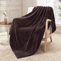 Exclusivo Mezcla Fleece Throw Blanket Extra Large, Super Soft and Warm Blankets for Couch, Sofa and Bed Waffle Textured, Cozy, Fuzzy and Lightweight (Coffee, 50x70 Inches)