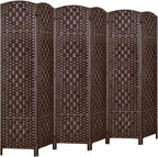 Rose Home Fashion Room Divider, 6 ft Tall Room Dividers and Folding Privacy Screens, 16in Privacy Screen 6 Panel Brown Space Temporary Wall Foldable Partition Separation