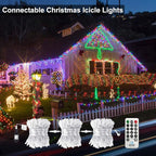Toodour Christmas Icicle Lights Outdoor, 2 in 1 White & Multicolor Color Changing Icicle Lights with 60 Drops, 29.5ft 360 LED Christmas Light Fairy Twinkle Light for Wedding Home Outdoor Xmas Decor