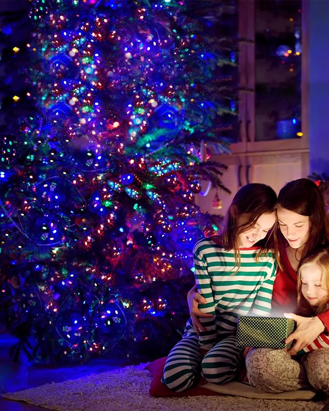 Blingstar Christmas Lights Colored String Lights 33 Ft 100 LED Waterproof Multicolor Twinkle Lights 8 Modes 30 V Plug in Fairy String Lights for Indoor Outdoor Xmas Tree Bedroom Garden Party Decor